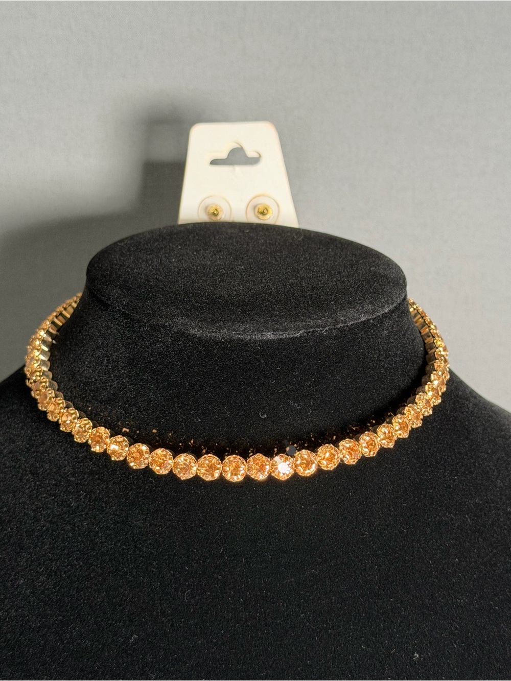 Gold Crystal Tennis Necklace - Unbranded
